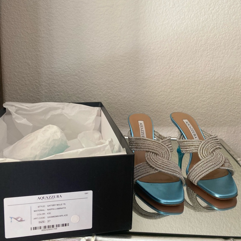 New Aquazzura Gatsby Mule 75mm sandals 37 $1,195 - Picture 7 of 16